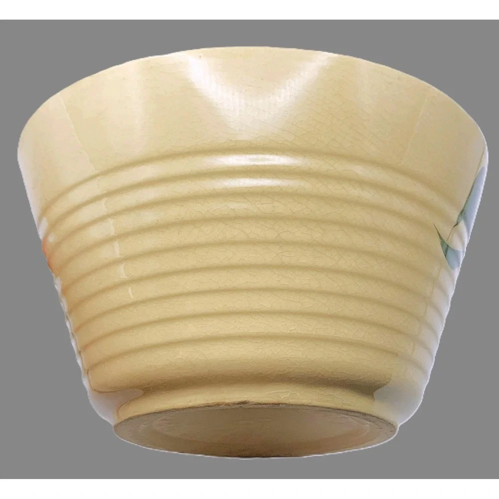 VTG Watt Pottery #8 Apple Ribbed Bowl Sully Co-Op Creamery Iowa Advertising Read